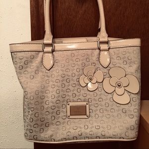 VINTAGE guess handbag leather 🌸 white cream